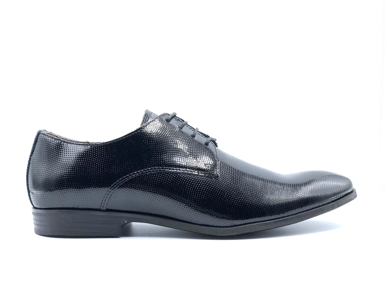 SCARPA SPOSO DERBY UOMO PEDULLA' LUXURY ART.2 7750A CAPRI VERNICE GEMMA NERO(PUNTELLINATO), FONDO IN CUOIO
