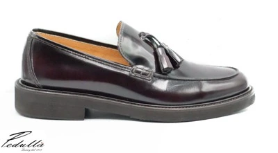 MOCASSINO UOMO CON NAPPINE, ABRASIVATO BORDEAUX FONDO T. MORO 313