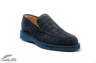 MOCASSINO UOMO IN CAMOSCIO PRINCIPE DI GALLES BLU,art 311 FONDO ULTRA LIGHT 311
