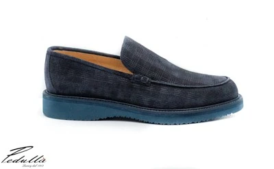 MOCASSINO UOMO IN CAMOSCIO PRINCIPE DI GALLES BLU,art 311 FONDO ULTRA LIGHT 311