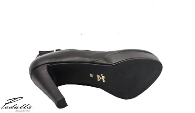 SCARPA DONNA PEDULLA' DÉCOLLETÉ 454 VITELLO NERO TACCO 12 cm PLATEAU 3 cm
