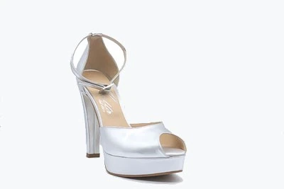 SCARPA DONNA PEDULLA' CERIMONIA 317 SATINATO ARGENTO TACCO 12 cm PLATEAU 3 cm