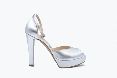 SCARPA DONNA PEDULLA' CERIMONIA 317 SATINATO ARGENTO TACCO 12 cm PLATEAU 3 cm