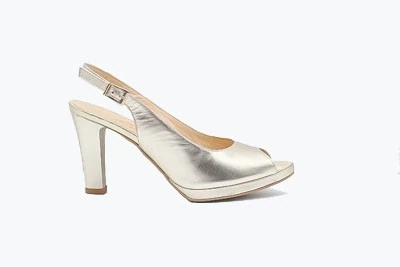 SCARPA DONNA PEDULLA' CERIMONIA 801 SATINATO PLATINO TACCO 9 cm PLATEAU 1 cm