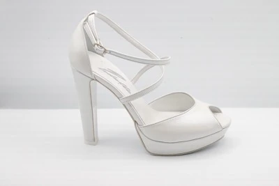 SANDALO SPOSA PEDULLA' IN PELLE PERLA ART. 481/G TACCO 12 CM PLATEAU 2,5 CM