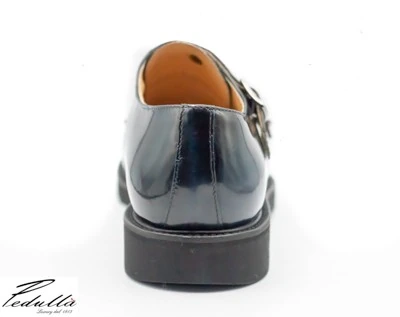 SCARPA UOMO BLU CON DOPPIA FIBBIA ARGENTO, FONDO NERO 321(ZEPPA)