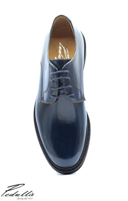 SCARPA UOMO SPOSO DERBY ABRASIVATO BLU FONDO NERO 901