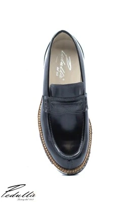 MOCASSINI COLLEGE UOMO ARTIGIANALE NERO ZEPPA LIGHT TRICOLORE 4397