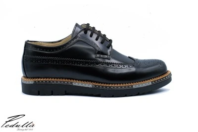 SCARPE UOMO ARTIGIANALI INGLESINA NERO ZEPPA TRICOLORE 493