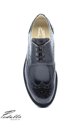 SCARPA UOMO ARTIGIANALE INGLESINA ABRASIVATO NERO FONDO SUPER NERO 493